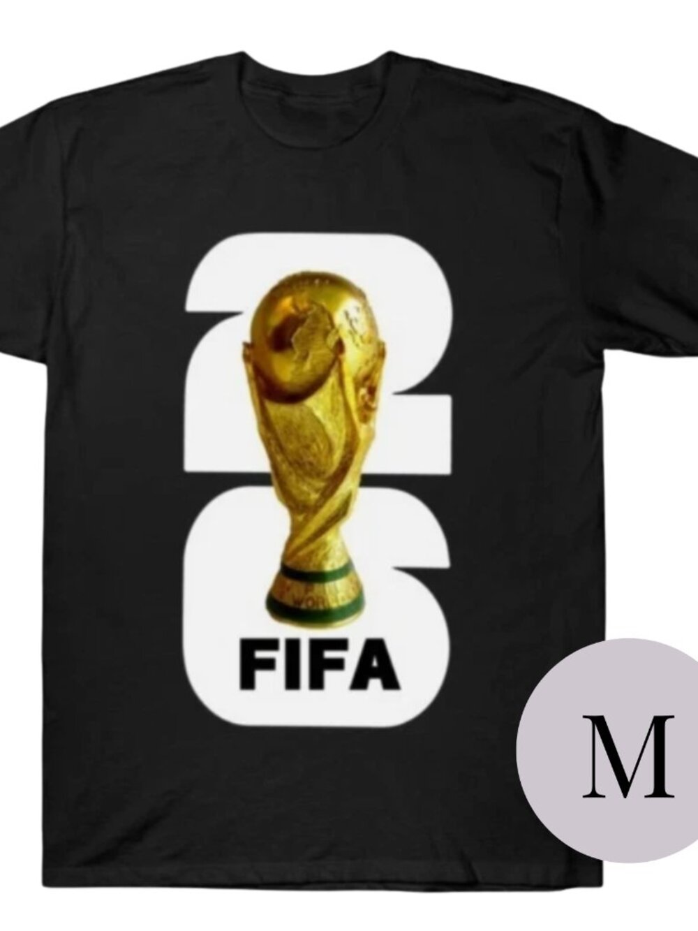 2026 FIFA Soccer World Cup Men's Trophy T-Shirt Black Size Medium
